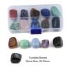 10pcs/Box Random Natural Raw Stone Set Crystal Carved Skull Round Beads Chakra Heart Shape Apple Pendant Gift,Tumbled Stones view 2