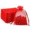 100 Pcs Organza Bags Sheer Drawstring Gift Bags for Jewelry, Wedding Favors, Party Supplies, Candy, Perfume, Cosmetics, Business Events (Red, 4.5x7 Inch) view 1