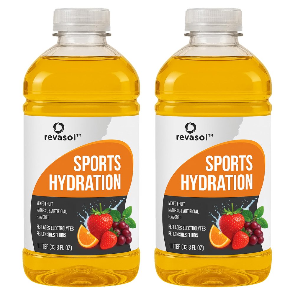Revasol Sports Hydration Electrolyte Drink Solution, Electrolyte Drinks for Adults, Hydration Drinks with Sodium, Zinc & Potassium, Quickly Replenishes Fluid, Mixed Fruit Flavor, 2 Pack,2 Liter