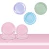 UUYYEO 25 Pcs 9 Inch Disposable Scalloped Paper Plates Flower Shaped Dessert Plates Cute Party Cake Plate Wedding Bridal Shower Dinner Plates Picnic Tableware Green view 3