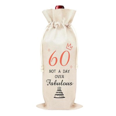 60th Birthday Wine Bags for Men Women 60 th Birthday Gifts for Dad Mon Wife Husband 60 Year Old Bday Gift Bag for Wine Bottle Covers for 60yr Bday Party Decorations for Grandparents