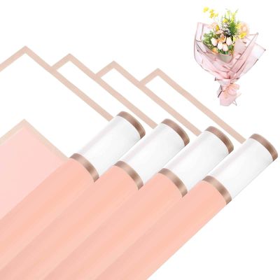 MECCANIXITY Flower Bouquet Wrapping Paper, 57cm/22 Inch Waterproof Floral Wrapping Paper for Flower Bouquet DIY Gift, Wedding, Birthday, Valentine's Day, Pack of 20(Pink)