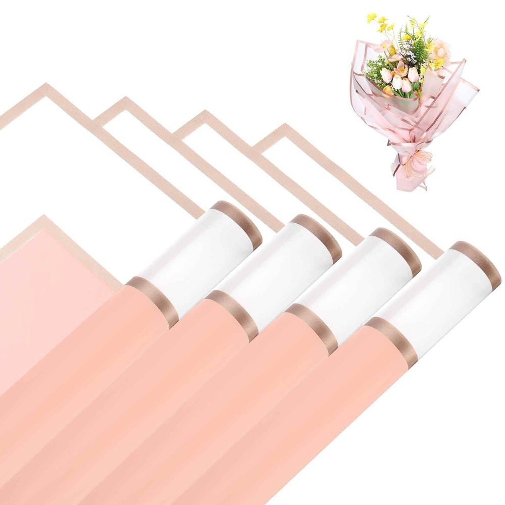 MECCANIXITY Flower Bouquet Wrapping Paper, 57cm/22 Inch Waterproof Floral Wrapping Paper for Flower Bouquet DIY Gift, Wedding, Birthday, Valentine's Day, Pack of 20(Pink)