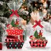 12 Sets Red Black Gingham Christmas Gift Basket Empty with Cellophane Bags 10x7, Red Black Checkered Christmas Basket to Fill with Bows Ribbons for Xmas Holiday Party Supplies view 2