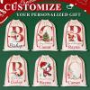 Valyria Personalized Santa Sack with Initial & Name for Kids Custom Drawstring Large Christmas Gift Bags for Xmas Holiday Presents Santa Bag view 4