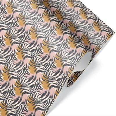 Animal Print Wrapping Paper, Pink Zebra Leopard Tiger Safari Gift Wrap Party Decor (Safari Zebra, 12 foot x 29 inch roll)