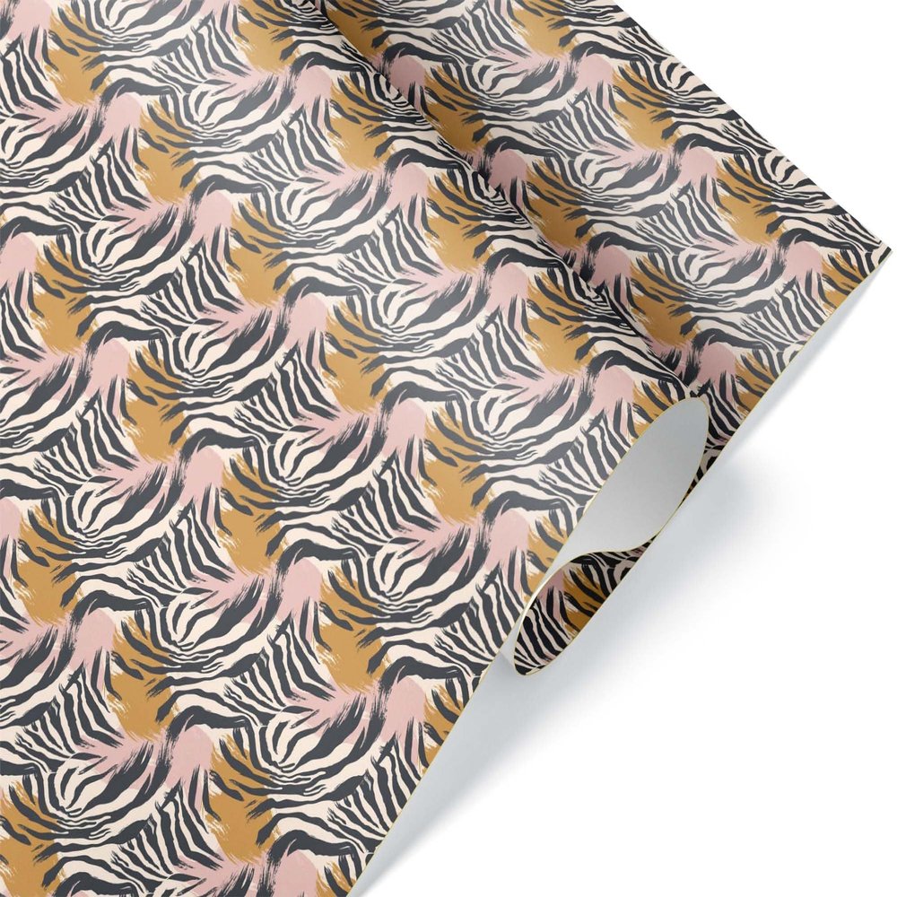 Animal Print Wrapping Paper, Pink Zebra Leopard Tiger Safari Gift Wrap Party Decor (Safari Zebra, 12 foot x 29 inch roll)