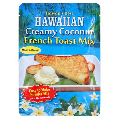 Hawaii's Best Creamy Coconut French Toast Bread Mix, Easy Tropical Breakfast Bread Blend with Cane Sugar & Coconut Milk, Makes Up to 12 Slices, Simple to Prepare, Hawaiian Bread Style Flavor, 4 oz