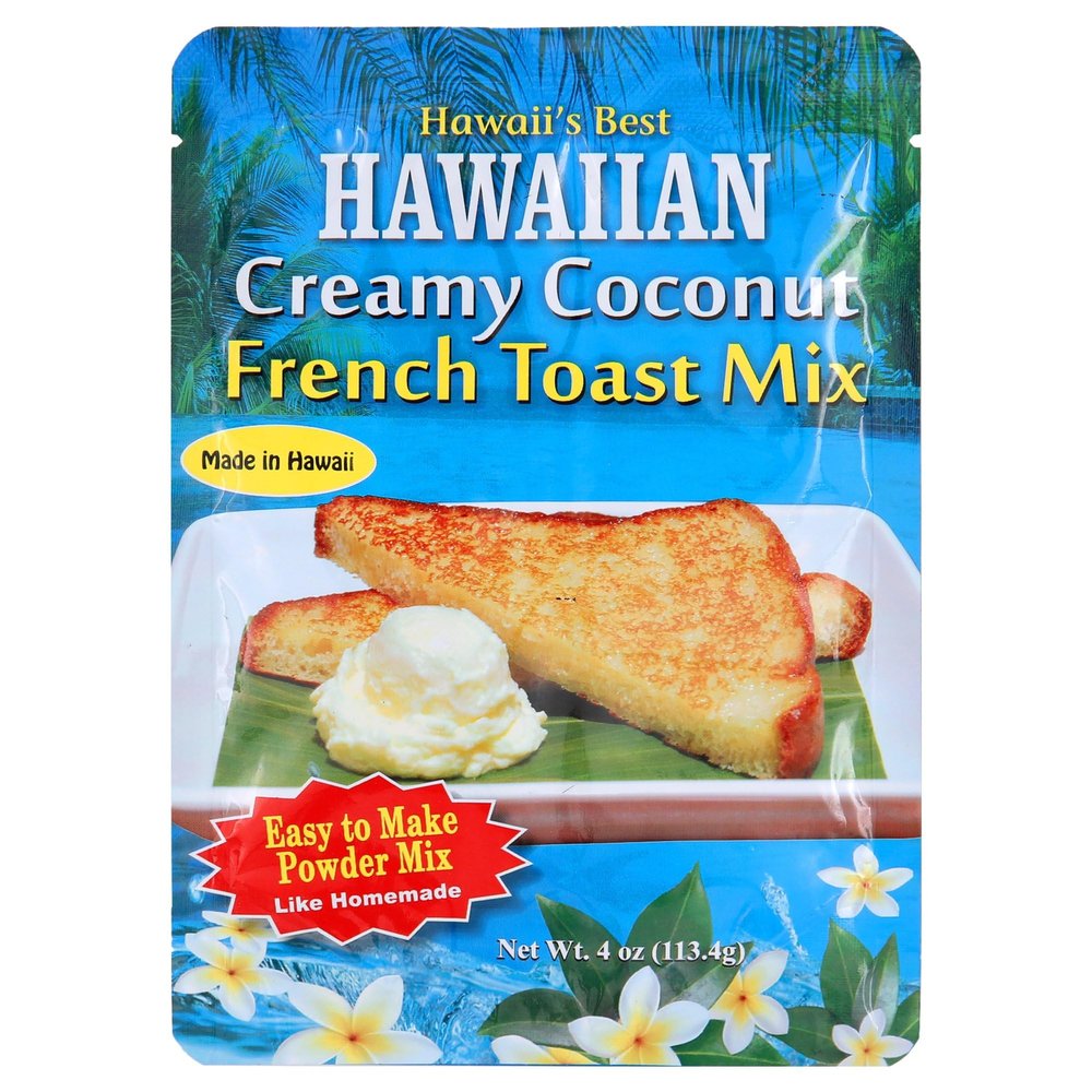 Hawaii's Best Creamy Coconut French Toast Bread Mix, Easy Tropical Breakfast Bread Blend with Cane Sugar & Coconut Milk, Makes Up to 12 Slices, Simple to Prepare, Hawaiian Bread Style Flavor, 4 oz