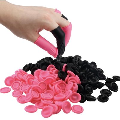 100 Pcs Disposable Silicone Finger Cots and Protectors, 50 Pink & 50 Black, Non-Allergenic Finger Gloves for Manicure, Beauty, Massage and Industrial Use