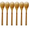 6Pcs 7.87 Inches Bamboo Sporks Long Handle Spoon and Fork 2 in 1 Dinnerware Tableware Kitchen Utensils for Restaurants, Catering Events, Buffet, Home Party Use, Brown view 1