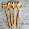 6Pcs 7.87 Inches Bamboo Sporks Long Handle Spoon and Fork 2 in 1 Dinnerware Tableware Kitchen Utensils for Restaurants, Catering Events, Buffet, Home Party Use, Brown view 2