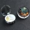Halloween Backdrop Pill Case with Mirror Retro Small 3 Compartment Pill Box for Purse or Pocket Travel Pill Container Decorative Metal Medicine Vitamin Organizer Unique Gifts view 4