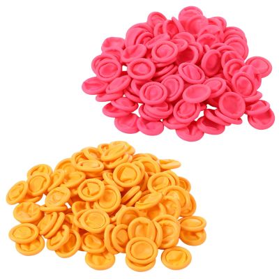 200 PCS Finger Cots Pink, Anti-Static Rubber Fingers Tips Protector, Disposable Latex Finger Covers for Protect Keeping Dressing Dry and Clean (Pink, Yellow, M)