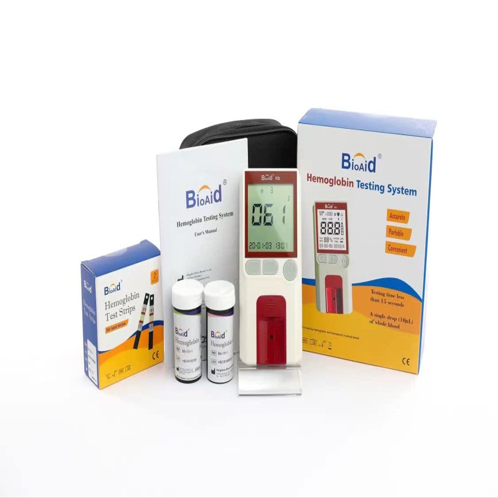 Bioaid Hemoglobin Test Meter Kit with 50pcs strips,50pcs lancets and 50pcs pippets