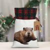 WZYCWB 8.3 * 11.8 inches burlap drawstring gift bags, Smart Beaver Christmas gift bags, Christmas party supplies decoration bags, view 4