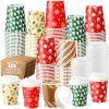 Cunhill 100 Set Christmas Disposable Coffee Cups 9oz with Lids & Sleeves Bulk Durable Thickened Paper Christmas Coffee Cups for Hot Chocolate Hot Cocoa Cold Drinks Xmas Party Supplies (Fresh) view 1