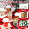Cunhill 100 Set Christmas Disposable Coffee Cups 9oz with Lids & Sleeves Bulk Durable Thickened Paper Christmas Coffee Cups for Hot Chocolate Hot Cocoa Cold Drinks Xmas Party Supplies (Fresh) view 3