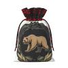 WZYCWB 8.3 * 11.8 inches burlap drawstring gift bags, Grizzly Bear Christmas gift bags, Christmas party supplies decoration bags, view 2