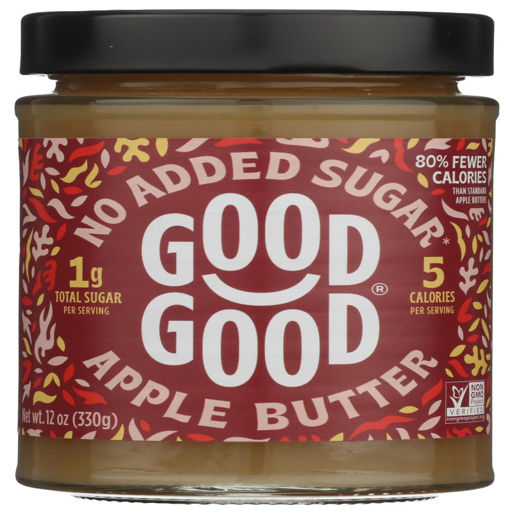 GOOD GOOD Apple Butter with Cinnamon and Clove - Keto Friendly - Low Carb & Calorie - No Added Sugar - Delicious Spread - Gluten Free - Vegan Friendly - Preserves - 12oz