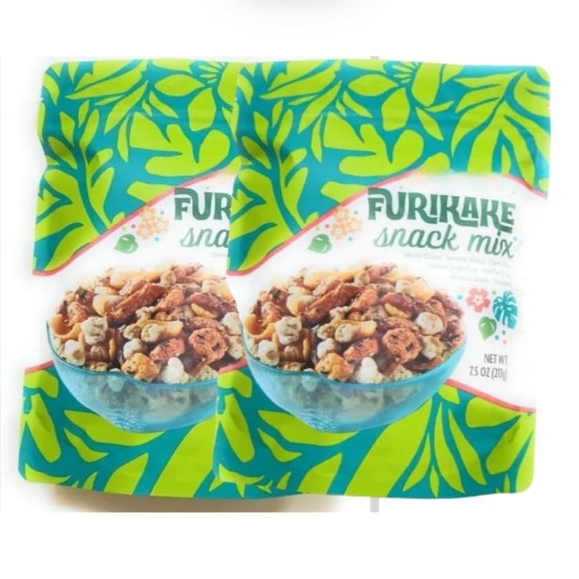 Furikake Snack Mix with Mochi Crisps, Sesame Seeds, Corn Chips, Wasabi Peas, 7.5 oz 2 Pack