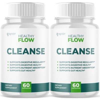 (2 Pack) Healthy Flow Cleanse Capsules, Official HealthyFlow Cleanse Probiotic Pills with All Natural Ingredients, Advanced Gut Supplement with Max Strength Probiotics for Women & Men (120 Capsules)