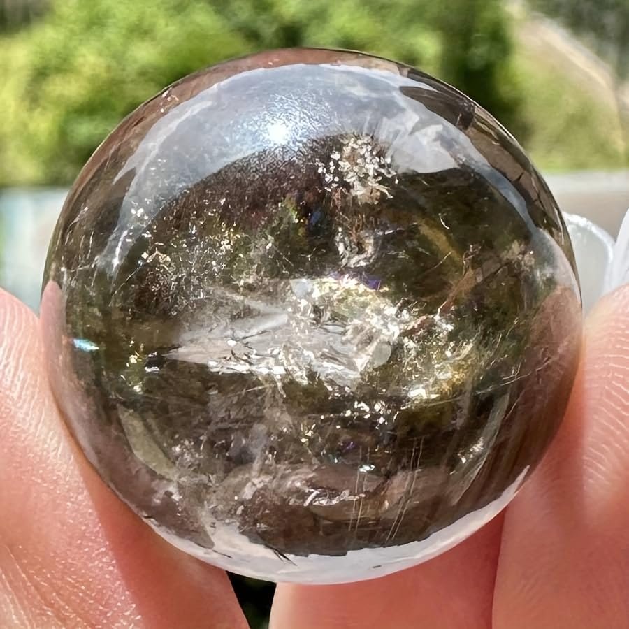 RSHVOBRRS 1pc 3.5-4cm Smoky Quartz Crystal Ball Clear Brown Sphere Small Orb