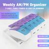 Weekly AM/PM Pill Organizer - 7 Day Medicine Planner with Large Pop-Out Daily Compartments, Easy Open 2-Times-a-Day Pill Case for Travel that Holds Big Size Vitamins & Supplements, Blue and Purple view 3