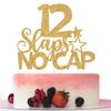 12 Slaps No Cap Cake Topper, Happy 12th Birthday Cake Topper, Cheers to 12 Years, Funny 12th Birthday Party Decorations Gold Glitter view 1
