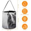 Halloween Candy Bucket Howling Wolf Tote Bag with Handle - Trick Or Treat Goodie Basket for Party view 2