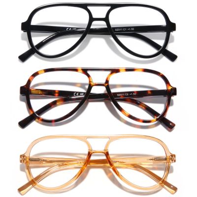 DOOViC 3 Pack Retro Aviator Reading Glasses for Women Men Lightweight Blue Light Blocking Computer Readers 2.75