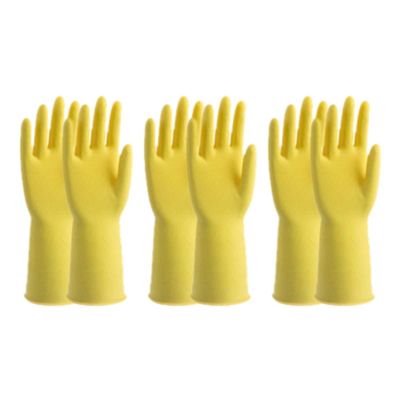 KELINFONG 3 Pairs Rubber Gloves Cleaning, Household Waterproof Non-Slip Reusable Dishwasher Gloves for Home Kitchen Bathroom