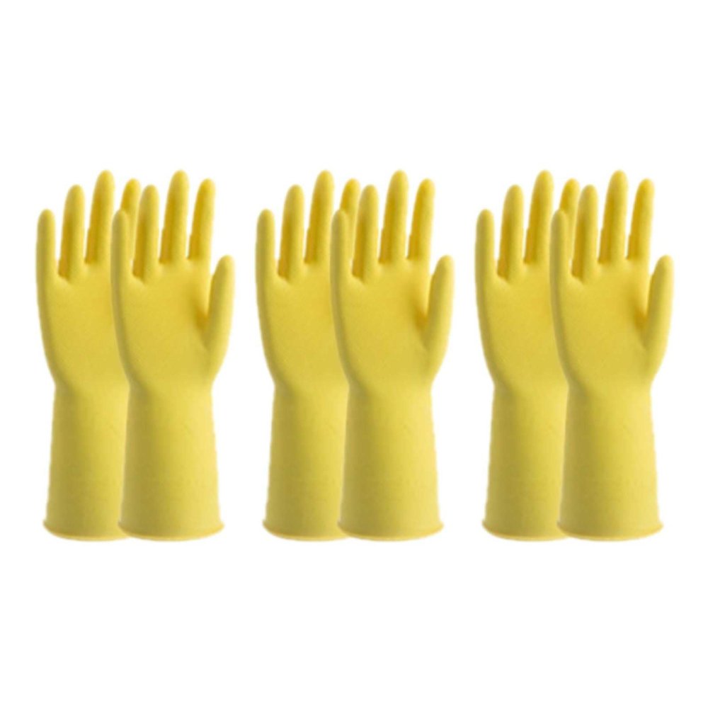 KELINFONG 3 Pairs Rubber Gloves Cleaning, Household Waterproof Non-Slip Reusable Dishwasher Gloves for Home Kitchen Bathroom