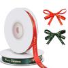 Christmas Gift Wrapping Ribbon, Red, Green, 2 Rolls Printed Grosgrain Ribbons for Crafts, Floral Bouquets, Sewing, Party and Festive Holiday Decor (2 Rolls(Green/Red), 1 Rolls=3/8in * 10Yards) view 1