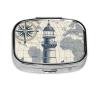 Vintage Lighthouse Nautical Map Pill Box Portable 2 Compartment Pill Case Hold Vitamins view 1