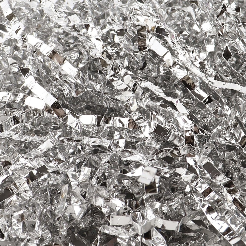 7OZ Crinkle Shredded Paper Filler For Gift Baskets, Gift Basket Filler Stuffing For Christmas New Year Gifts Decor, Silver Papers Shred For Bridesmaid Proposal Gifts, Raffia For Wedding Anniversary