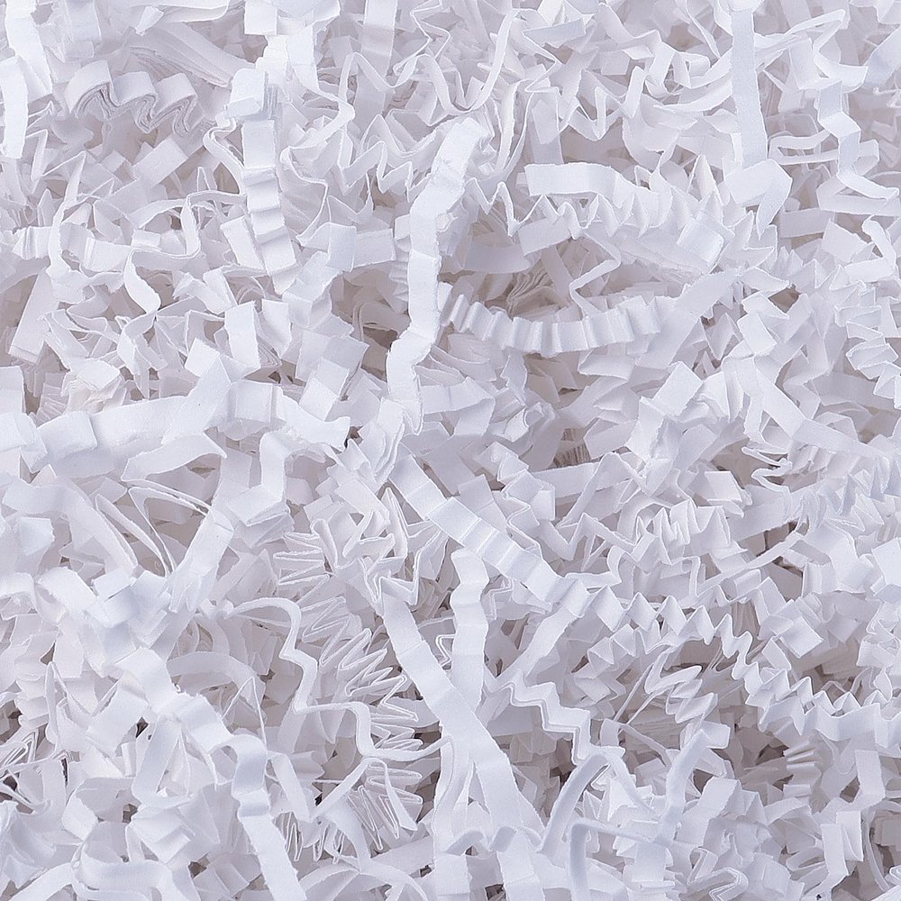 DOMMARE 7OZ White Shredded Crinkle Paper Filler For Gifts Baskets, Gift Box Crinkle Papers Filler For Woman Mother's Gifts Decor, Papers Shred Basket Stuffing Raffia For Bridesmaid Proposal Gifts