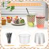 Ovveroche 50 Sets 16 Oz Clear Plastic Coffee Cups with Lids Straws and Sleeves Disposable Iced Drinking Cups for Iced Coffee Cold Beverage Drink Shops Party Catering Travel Brown Checkerboard view 3
