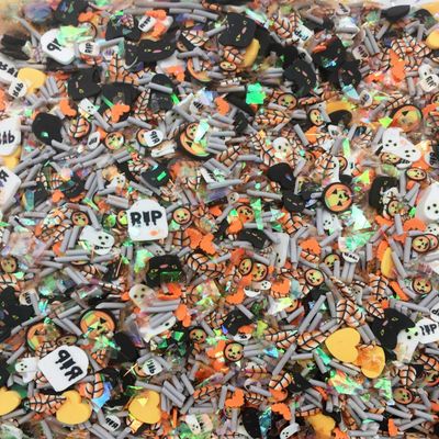 Phantom Gloom Halloween Spooky Sprinkle Mix, Polymer Clay Fake Sprinkles with Cellophane, Resin Shaker Embellishment rdnqu (Container: Approx. 4-5 Grams)