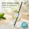 200 Pack Black Disposable Plastic Straws, 10.5" Extra Long Drinking Straws, 0.23" Diameter BPA-Free Straws for 30oz Tumblers, Tall Glasses, Iced Coffee and Party Use view 2