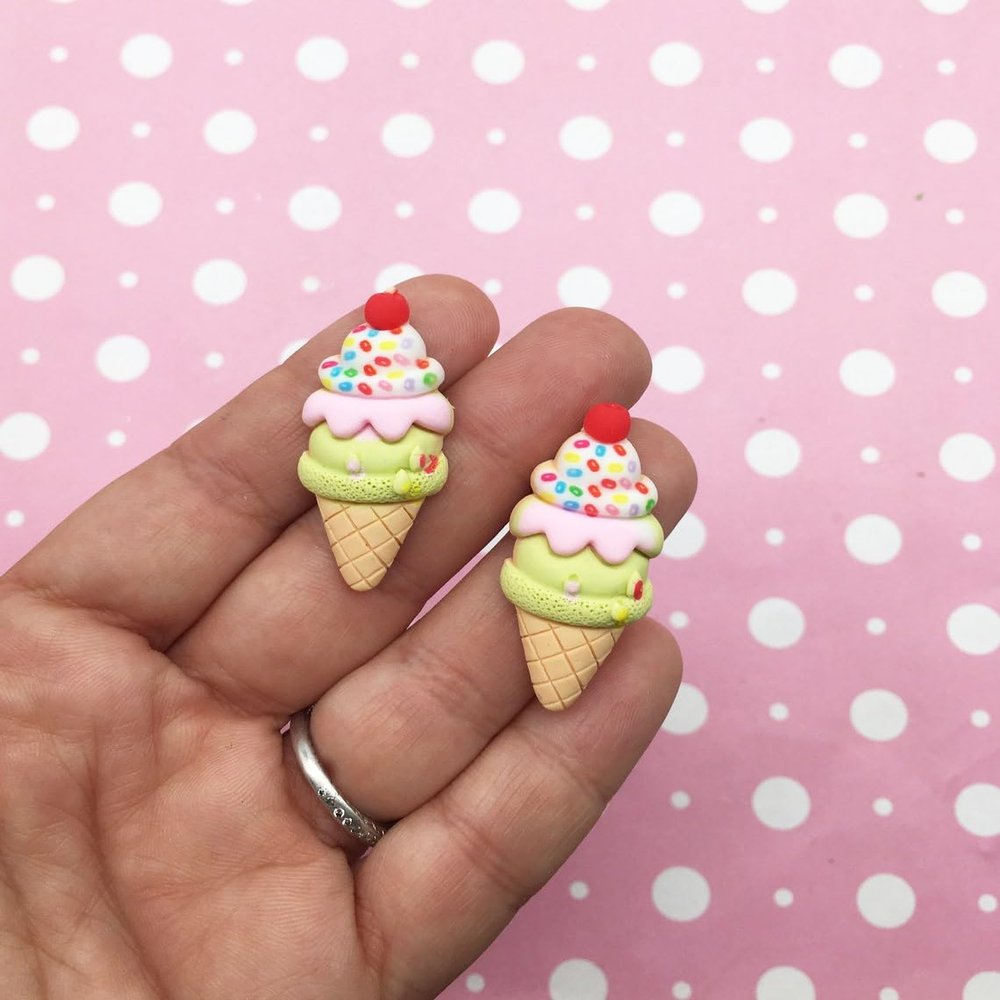 Cute Ice Cream Cone Cabochons, Kawaii Decoden Ice Cream, Ice Cream Cabs rdnqu (5 Pieces)