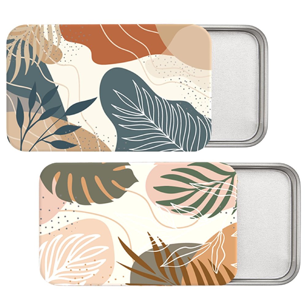 CREATCABIN 2 Pack Travel Floss Picks Holder Portable Dental Floss Case Refillable Small Floss Pick Case Dispenser Organizer with Slider Lid Gift Packaging Boxs for Toothpick Candy Storage Leaf 3x2in