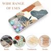 CREATCABIN 2 Pack Travel Floss Picks Holder Portable Dental Floss Case Refillable Small Floss Pick Case Dispenser Organizer with Slider Lid Gift Packaging Boxs for Toothpick Candy Storage Leaf 3x2in view 4