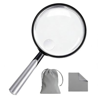 10X 30X Handheld Magnifying Glass for Reading - 110mm Diameter, PMMA Lens, Lightweight ABS Frame, Large Magnifier for Kids Seniors,Suitable for Close Work Hobbies and Science