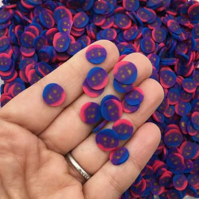 10mm Starry Night Purple Blue and Pink Polymer Clay Round Confetti Circles, Fake Sprinkles, Decoden Funfetti Jimmies rdnqu (Bag: 30 Grams)