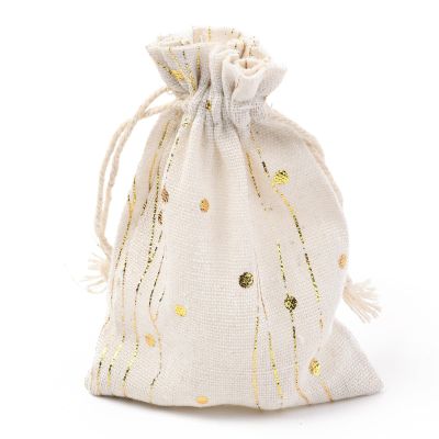 Ipotkitt 50 pcs Christmas Theme Cotton Fabric Cloth Bag with Geometric Lines Pattern Drawstring Bags Reusable Muslin Sachet Bag for Christmas Party Gift Storage Wedding Home Supplies
