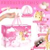 Neptniopllab Pink Giraffe Gift Bag with Tissue Paper & Card Safari Jungle Animal Party Favor Bag for Baby Girl's Newborn Birthday or Baby Shower Celebration view 3