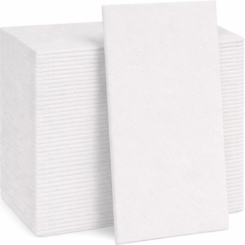 200 Pack Disposable Linen-Feel Guest Towels, Cloth-Like Hand Towels, Soft & Absorbent Airlaid Paper Napkins for Bathrooms, Kitchens, Events, 12 x 17, White