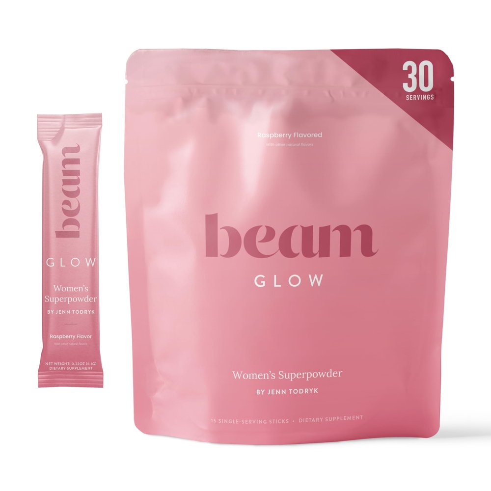 Beam Glow Women's Wellness Supplement, Cortisol Support with Ashwagandha for Women, Daily Vitamins for Cycle Health, Mood, Energy & Stress Support with Selenium, Zinc, Vitamin A, Biotin, B Vitamins