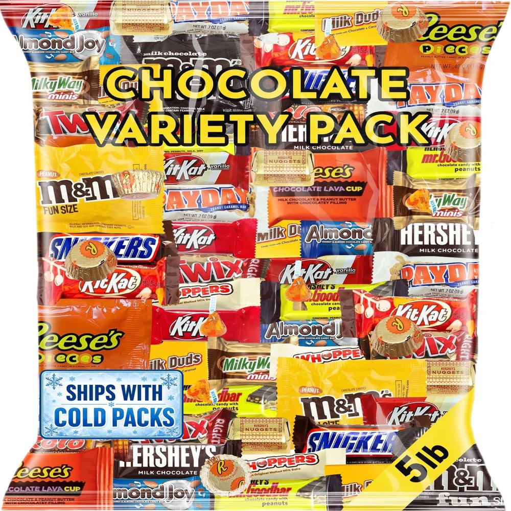 Assorted Chocolate Candy Variety Pack 5 lb Bulk Individually Wrapped Chocolates for Parties, Gifting, Holidays & Everyday Indulgence Premium Mix for All Occasions